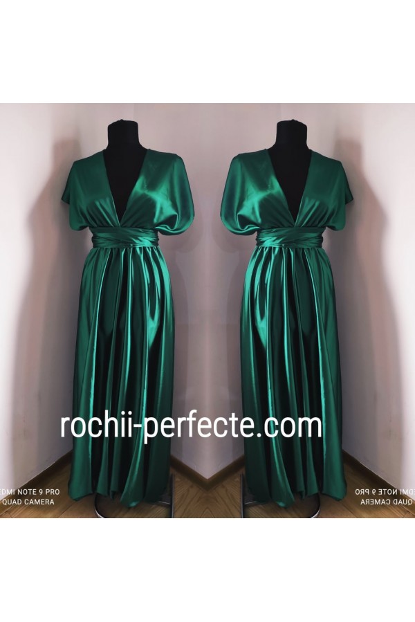 Recite Addition radioactivity rochie versatila lunga din saten verde smarald