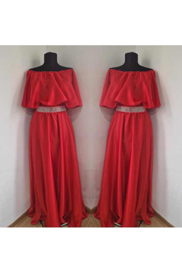 rochie lunga din tafta rosie